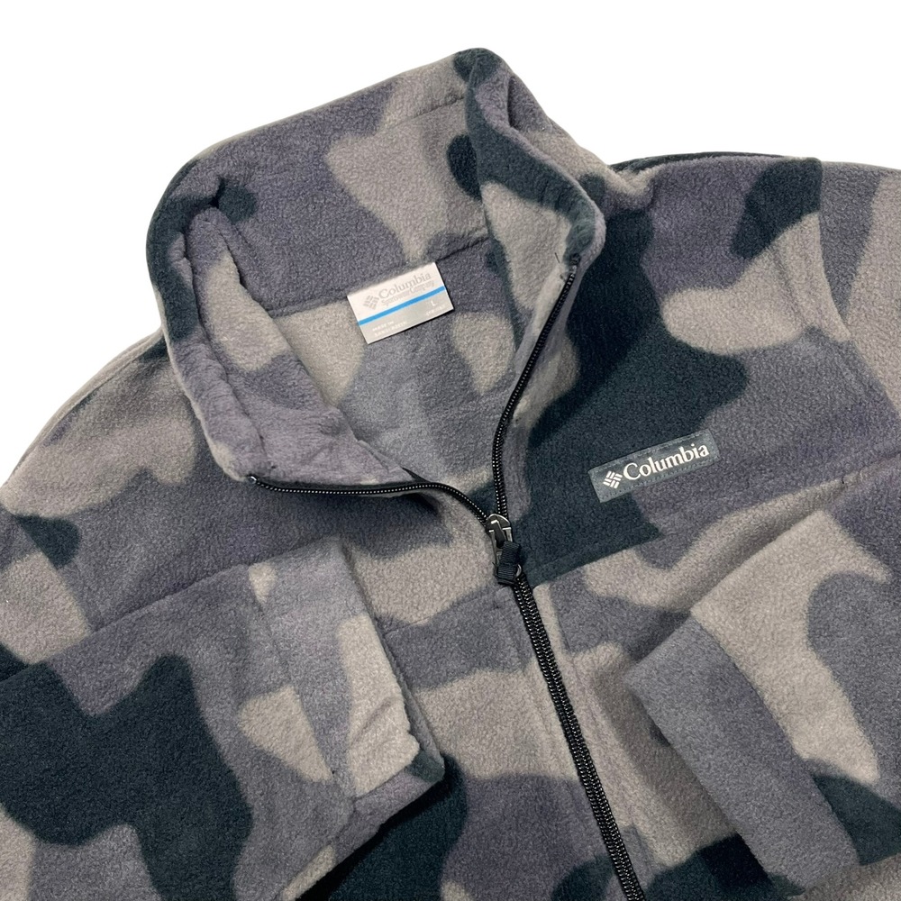Columbia Zing III Fleece Full Zip Jacket Youth L Grey‎ Black Camo New